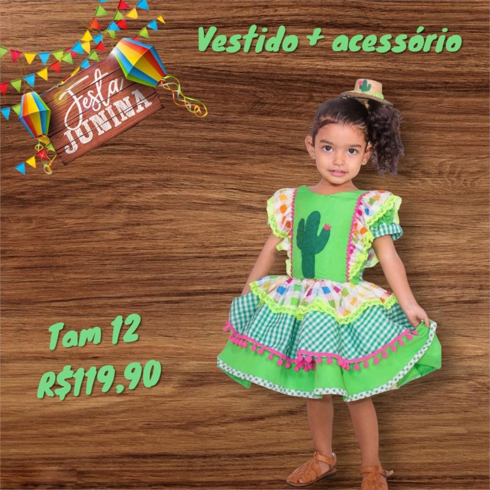 VESTIDO JUNINA CACTUS  TAM 12