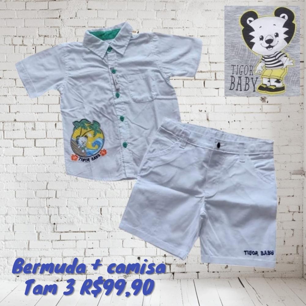 CONJ BERMUDA + CAMISA BRANCA  TAM 3