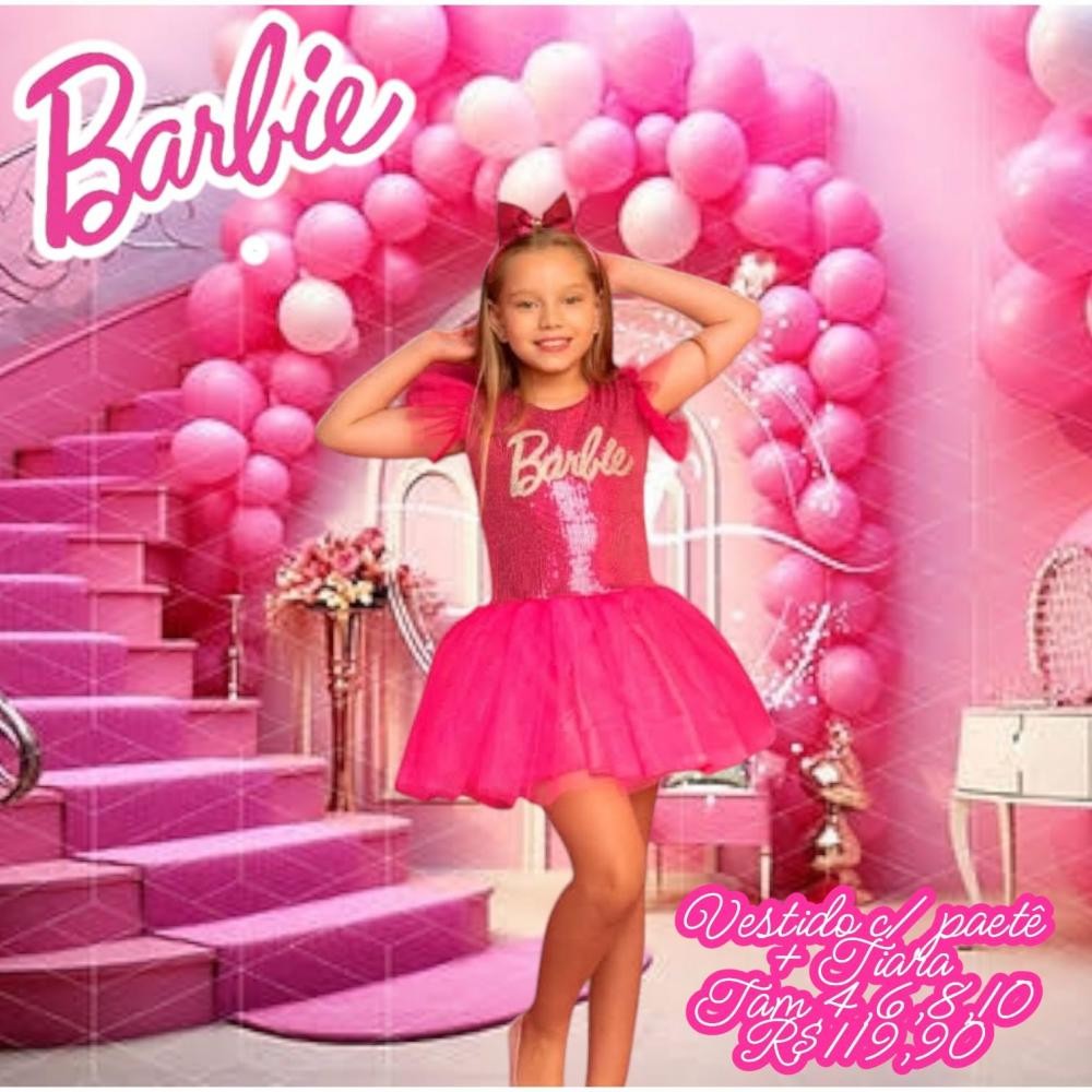 FANTASIA VESTIDO BARBIE PAETE  TAM 10