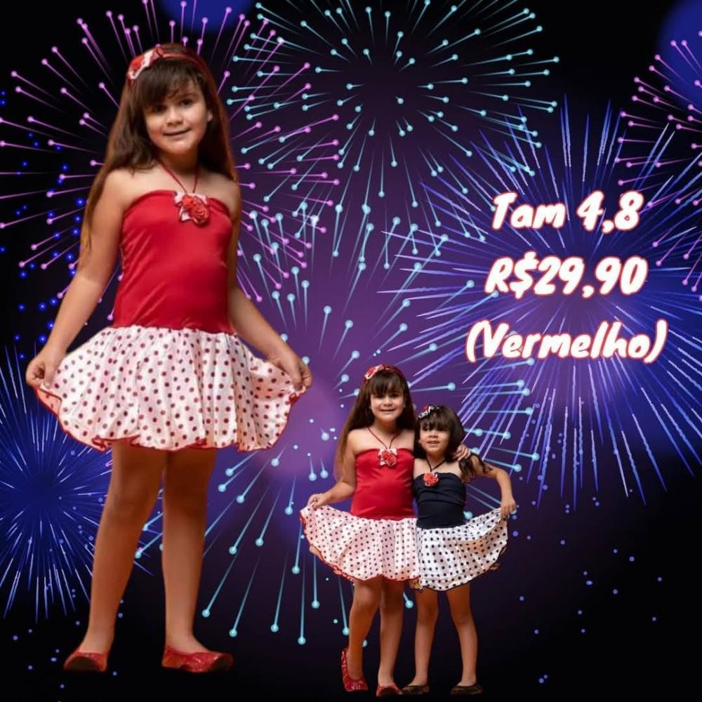 FANTASIA VESTIDO POA VERMELHO TAM 8