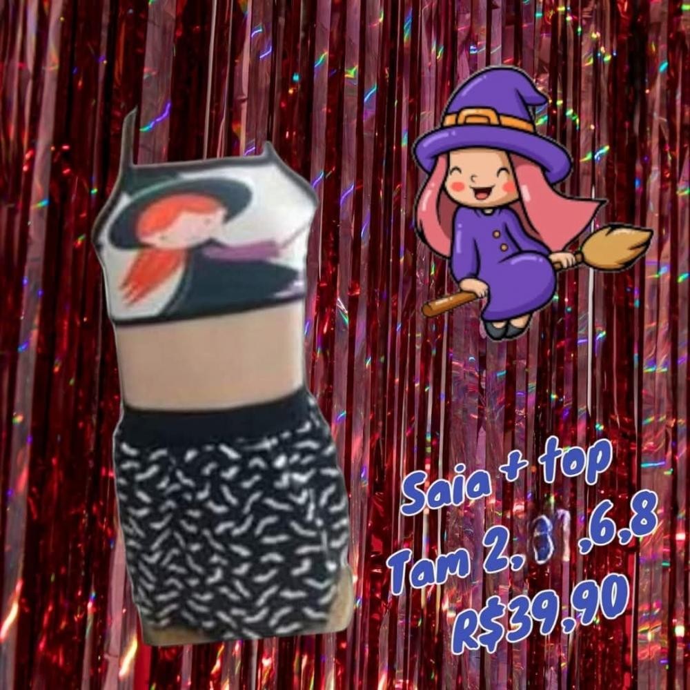 FANTASIA CONJ SAIA + TOP BRUXINHA  TAM 6