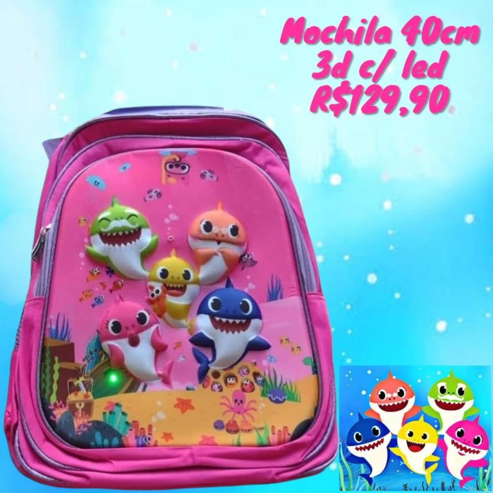 MOCHILA BABY SHARK 3D C/LED 40CM