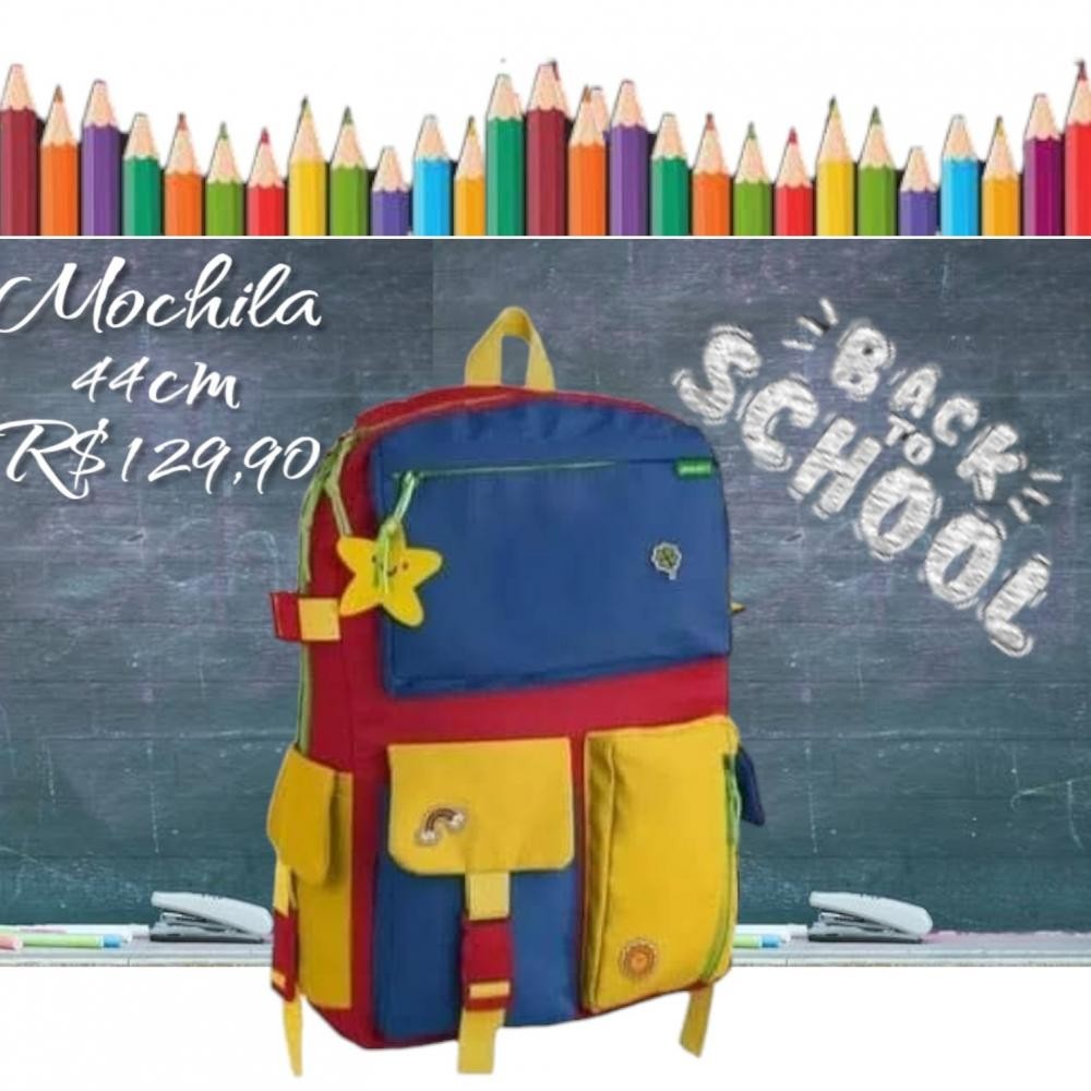 MOCHILA COLORIDA 44CM / AMARELO AZUL