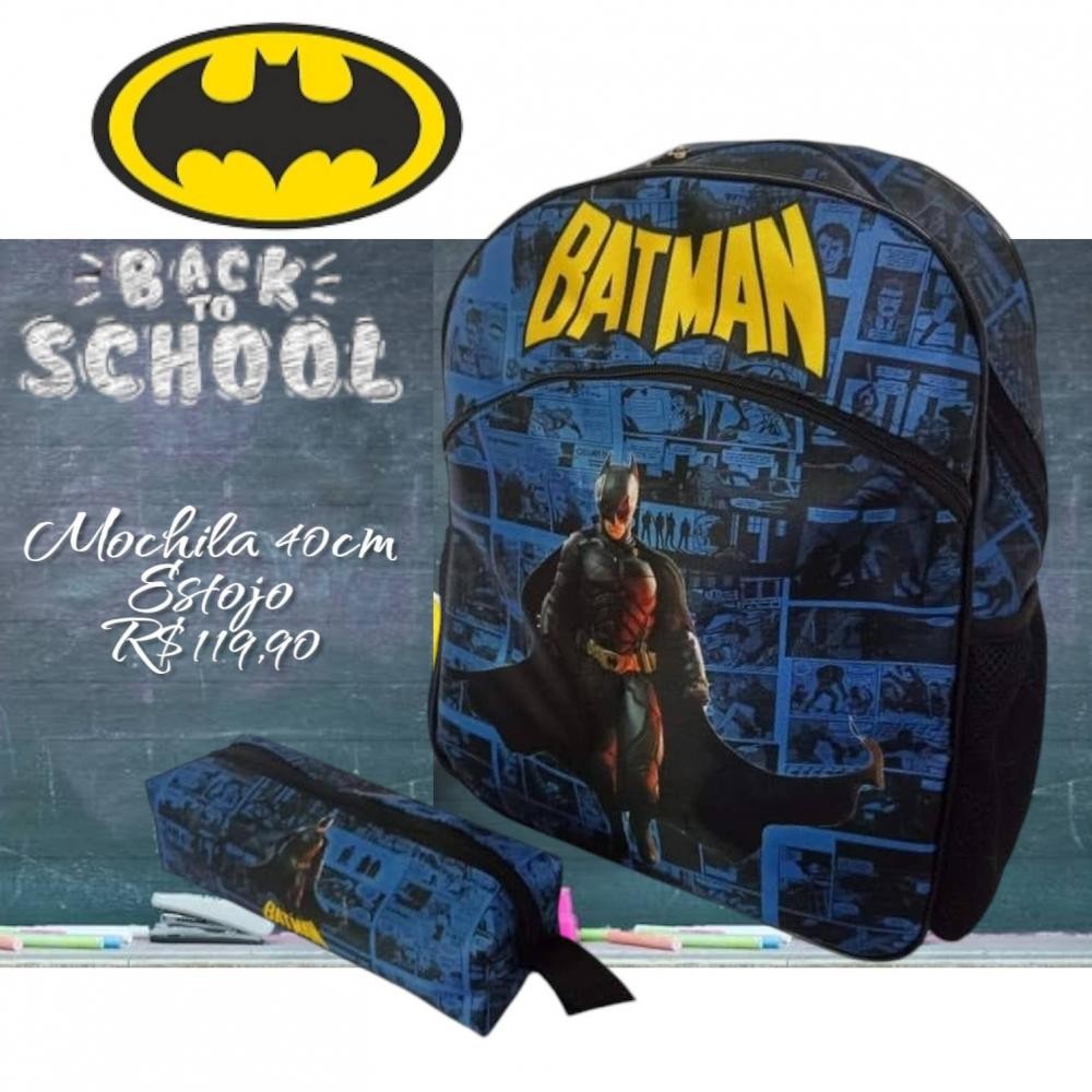 MOCHILA BATMAN 40CM + ESTOJO