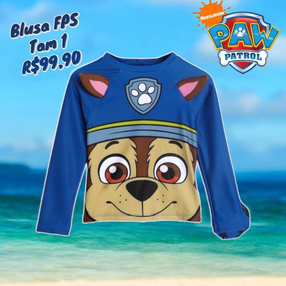 BLUSA PROTECAO SOLAR PATRULHA CANINA AZUL TAM 1