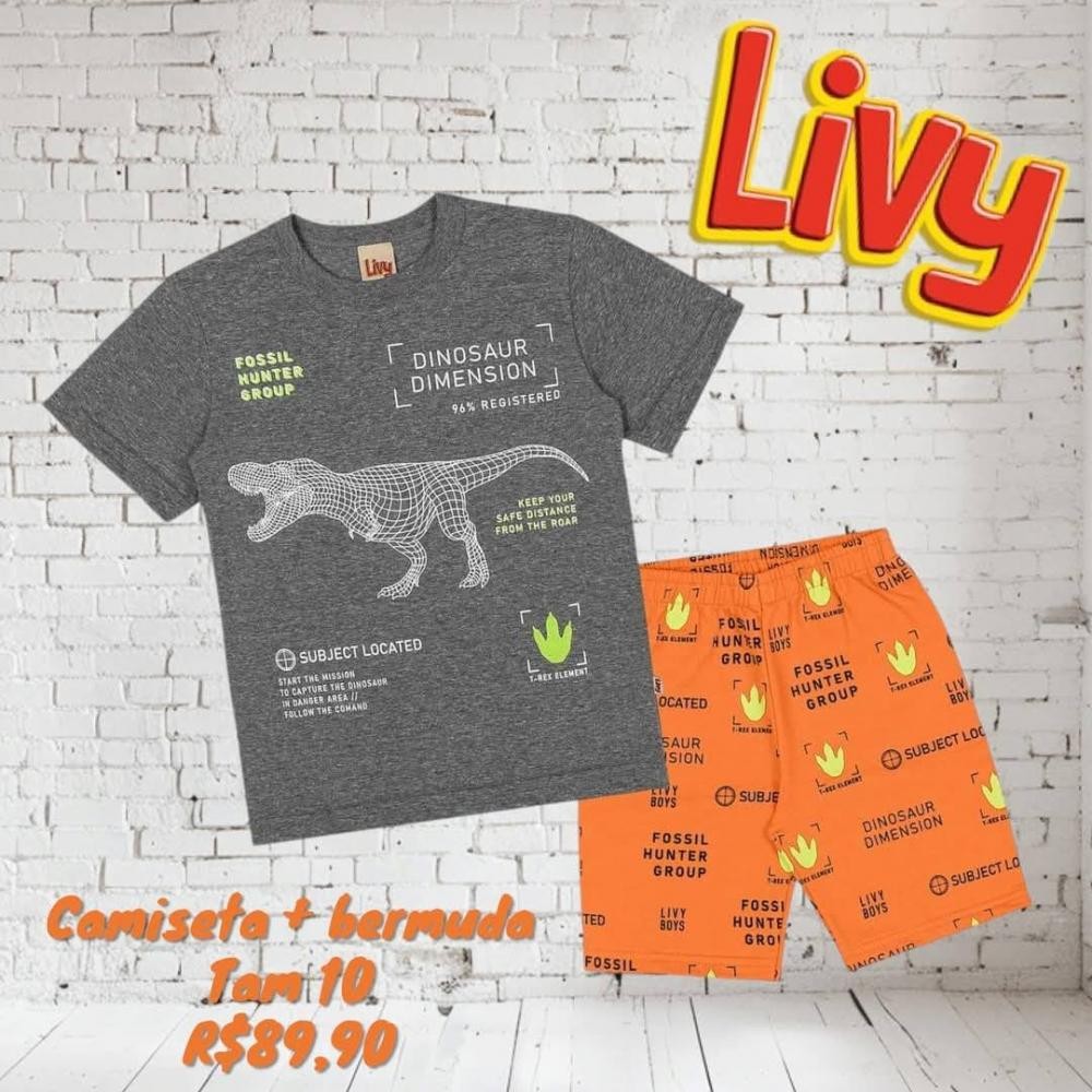 CONJ BERMUDA + CAMISETA DINOSSAURO  TAM 10