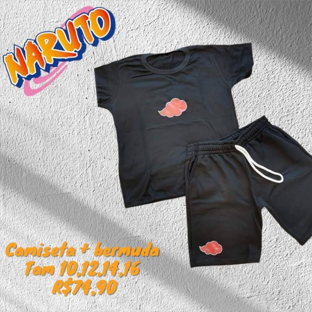 CONJ BERMUDA + CAMISETA NARUTO  TAM 14