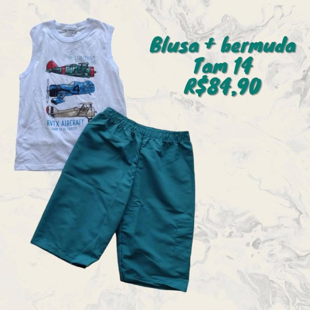 CONJ BERMUDA + REGATA AVIAO  TAM 14