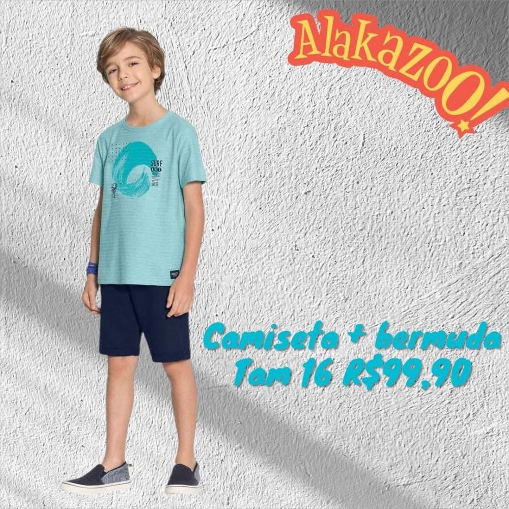 CONJ BERMUDA + CAMISETA VERDE TAM 16