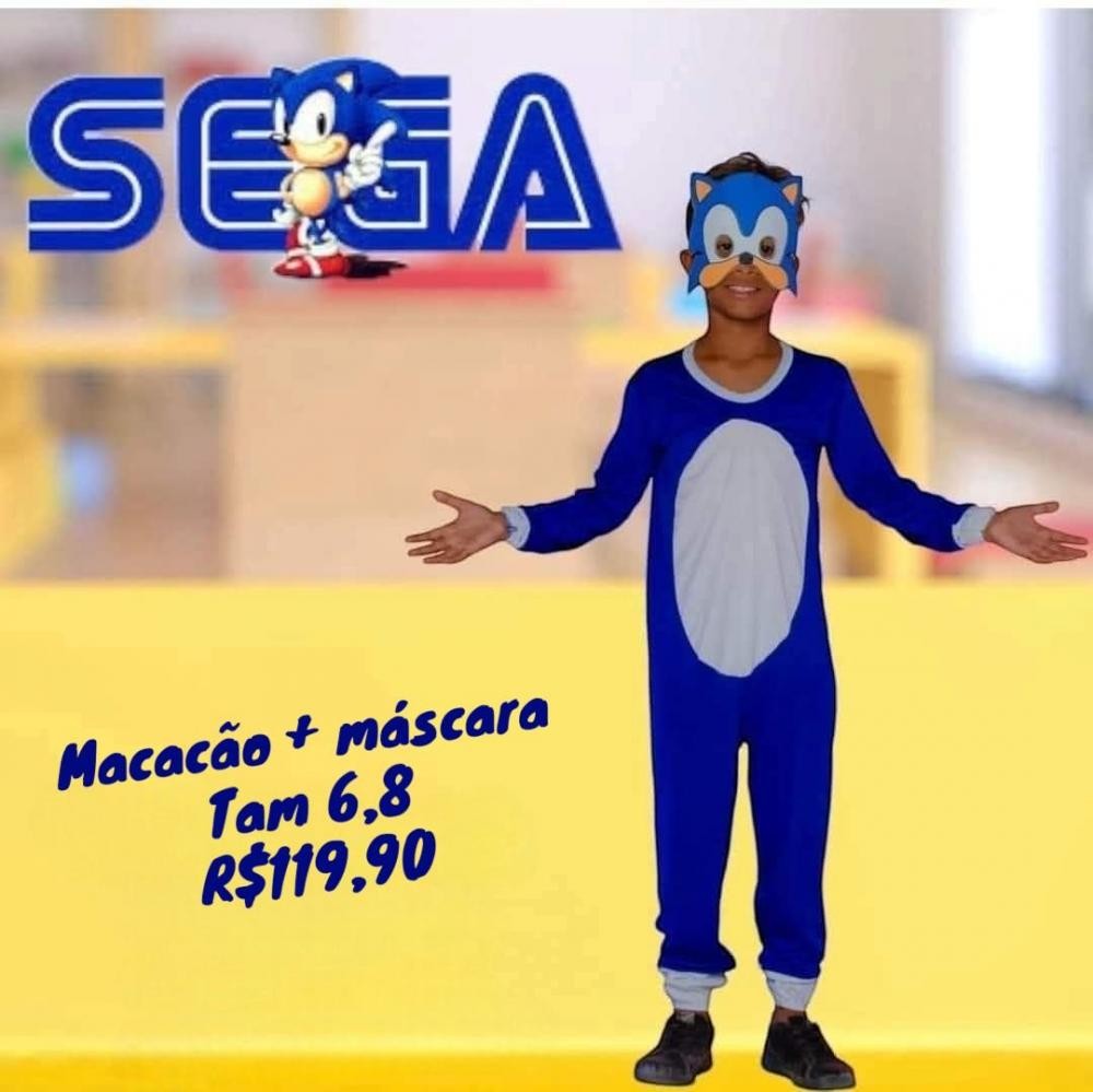 FANTASIA MACACAO ML SONIC + MASCARA  TAM 6