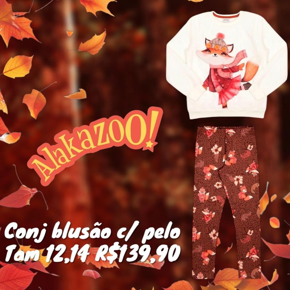 CONJ LEGGING + BLUSAO C/ PELO  TAM 12