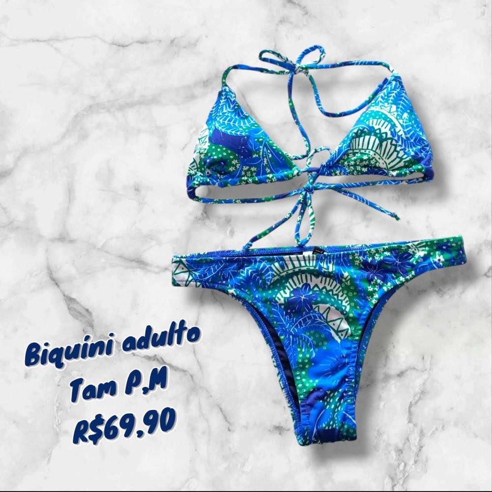 BIQUINI ESTAMPADO ADULTO AZUL TAM P