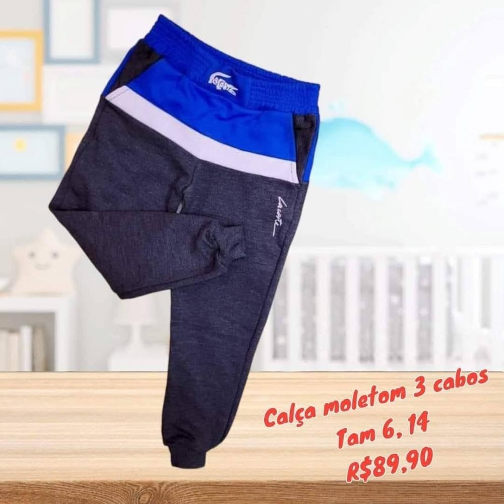 CALCA MOLETOM LACOSTE AZUL TAM 14