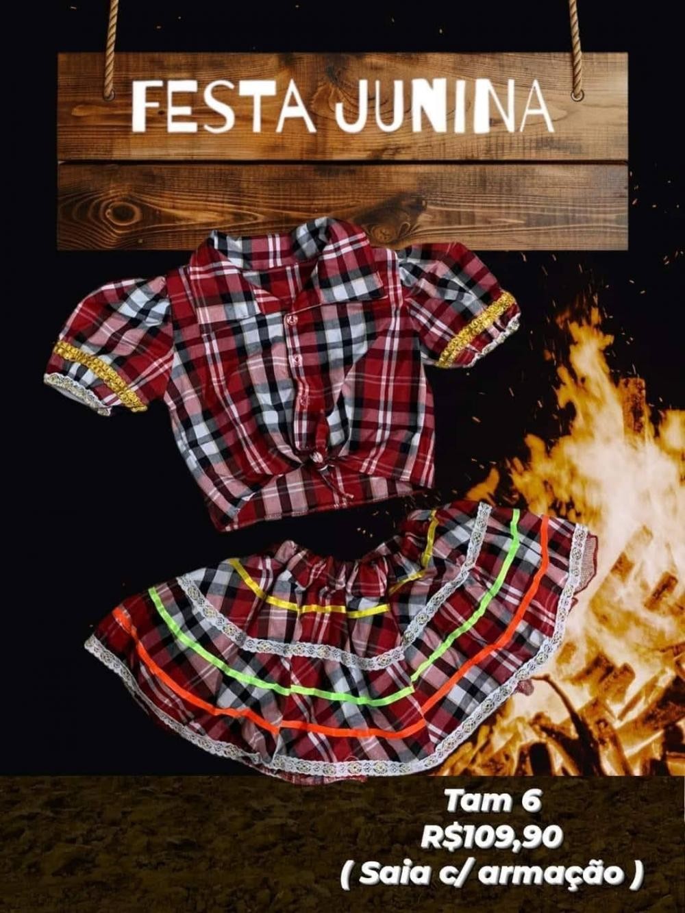 BLUSA + SAIA JUNINA  TAM 6