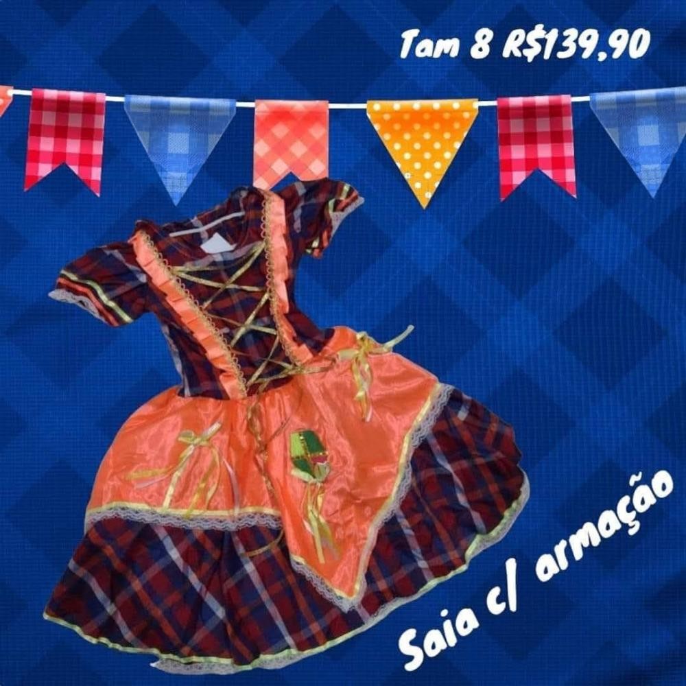 VESTIDO JUNINA LARANJA  TAM 8