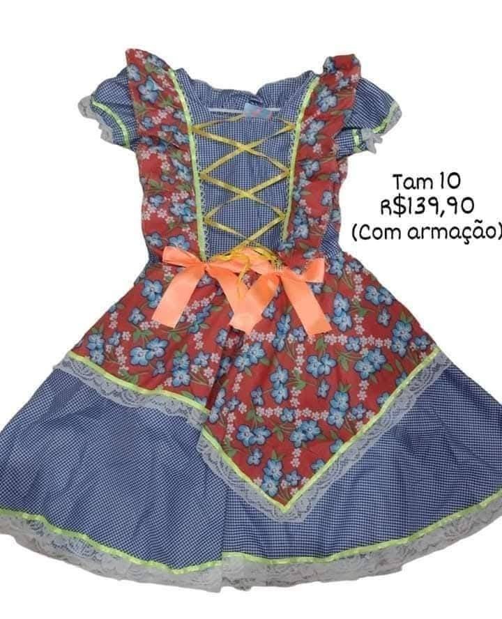 VESTIDO JUNINA C/FLORES  TAM 10