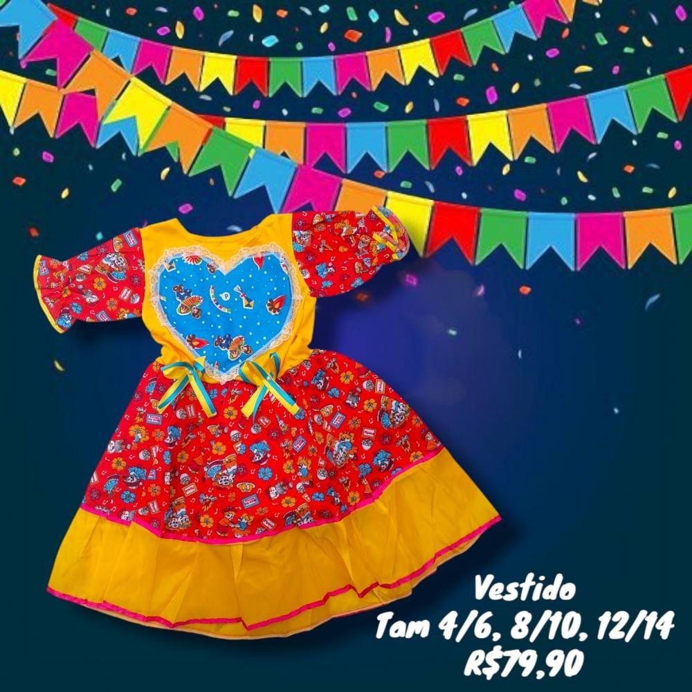 VESTIDO JUNINA CORACAO /6  TAM 4