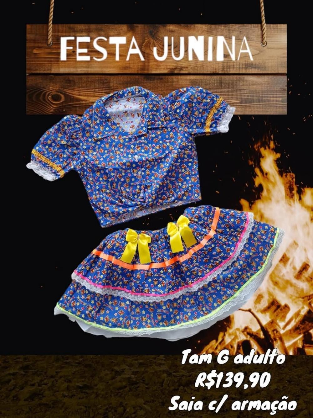 BLUSA + SAIA JUNINA ADULTO  TAM G