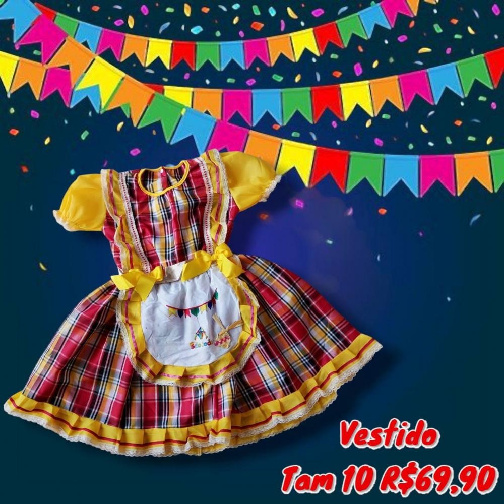 VESTIDO JUNINA AMARELO TAM 10