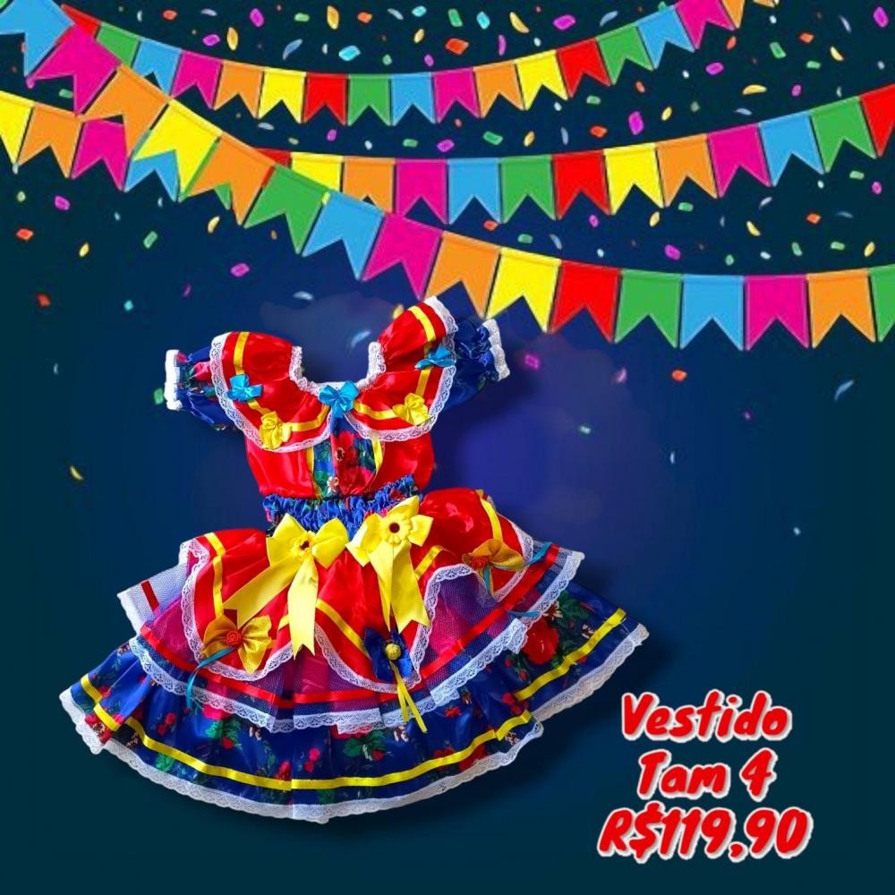 VESTIDO JUNINA VERMELHO TAM 4