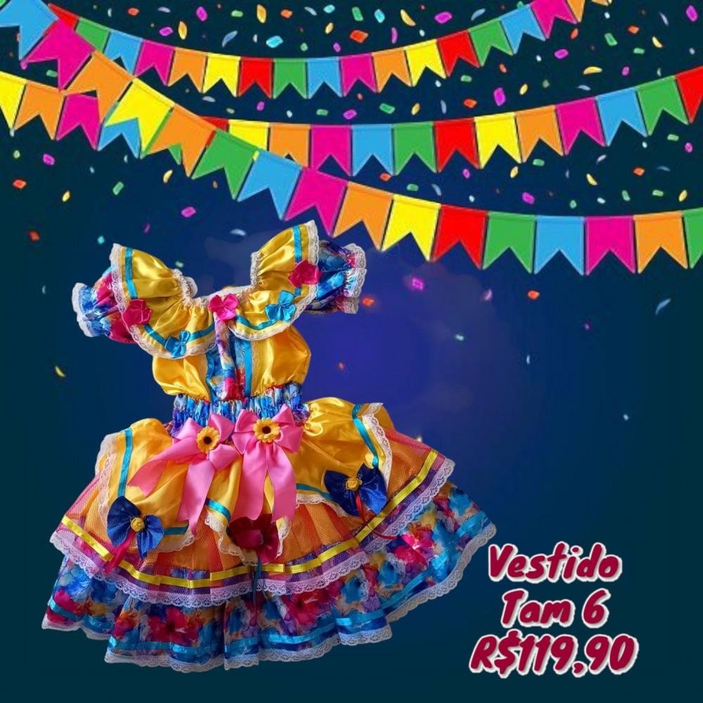 VESTIDO JUNINA AMARELO TAM 6