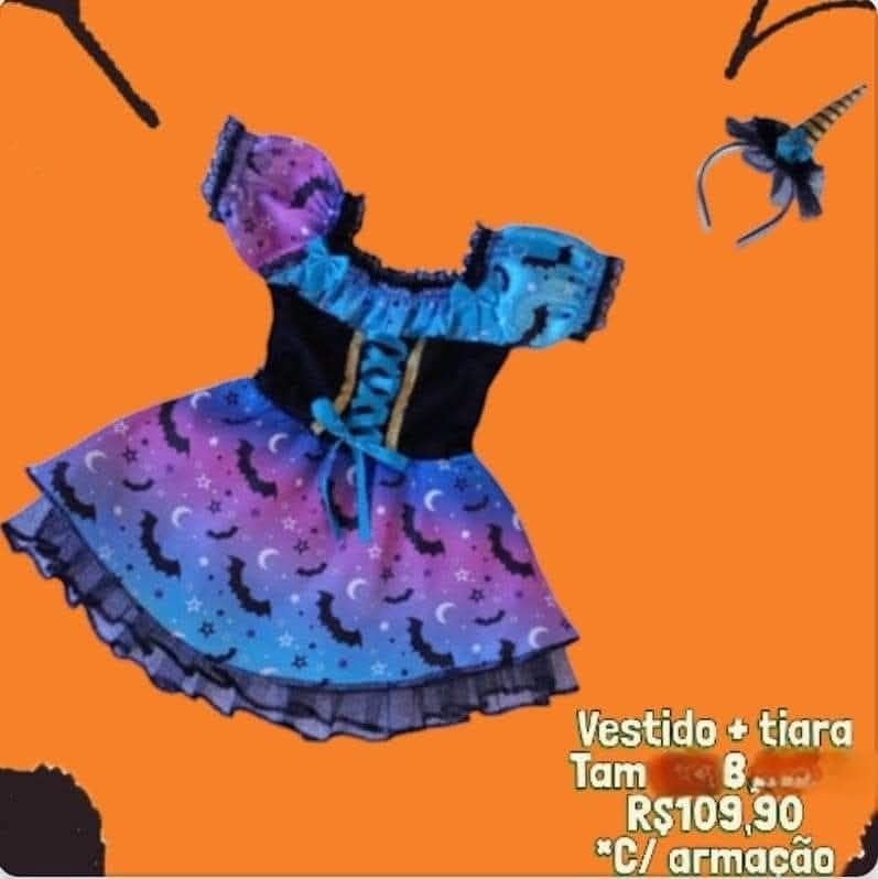 FANTASIA BRUXA + TIARA  TAM 8