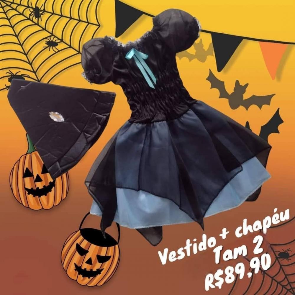 FANTASIA BRUXINHA + CHAPEU  TAM 2