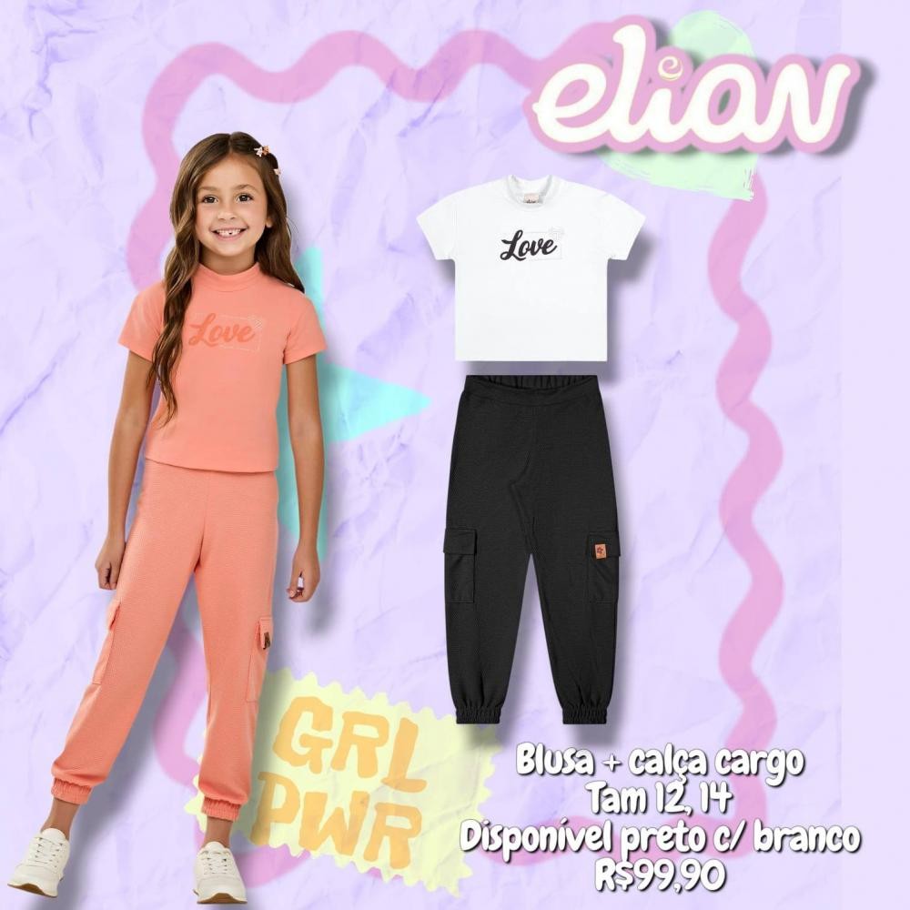 CONJ BLUSA MC LOVE  + CALCA TAM 12