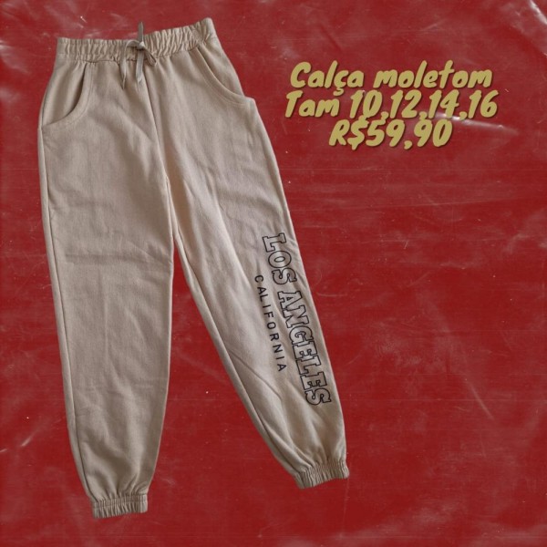 CALCA MOLETOM BEGE  TAM 10