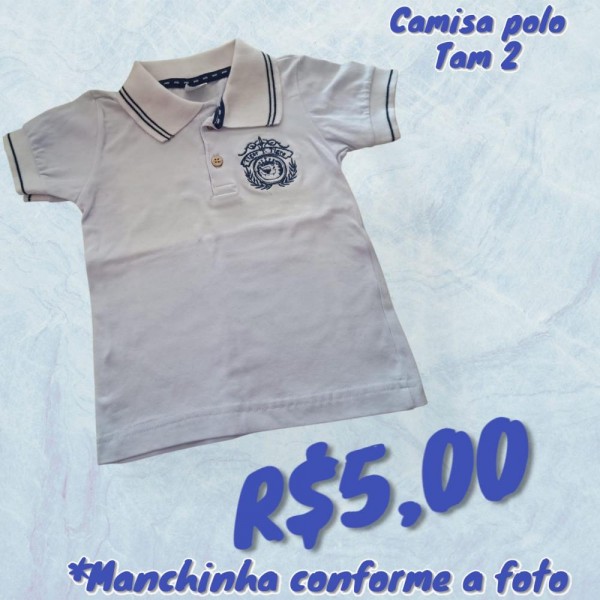 CAMISA POLO BRANCA TIGOR *MANCHADA*  TAM 2