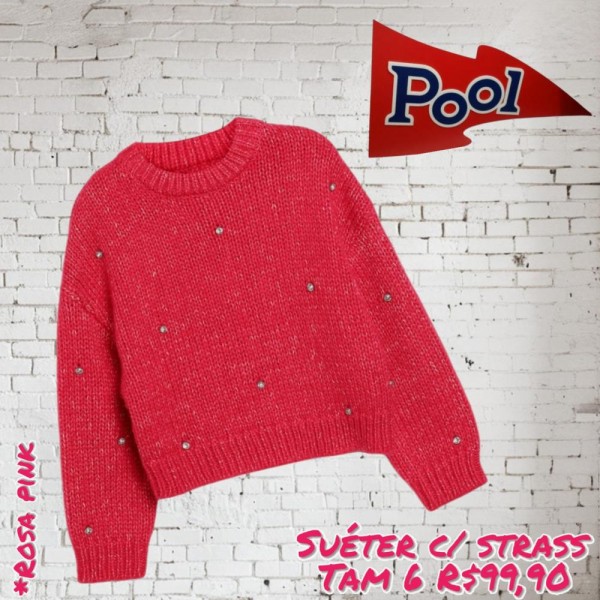 BLUSAO SUETER STRASS ROSA TAM 6