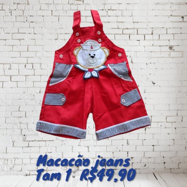 JARDINEIRA URSO VERMELHA  TAM 1