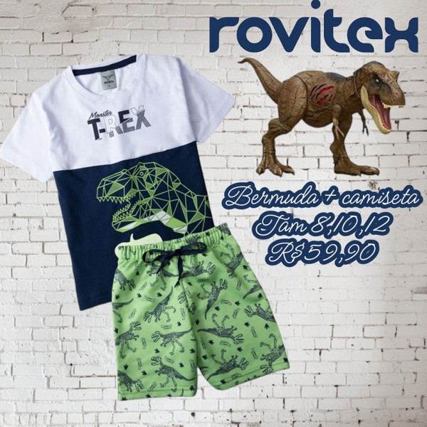 CONJ BERMUDA + CAMISETA DINOSSAURO  TAM 10