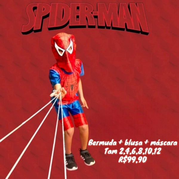 FANTASIA MC HOMEM ARANHA + MASCARA  TAM 12