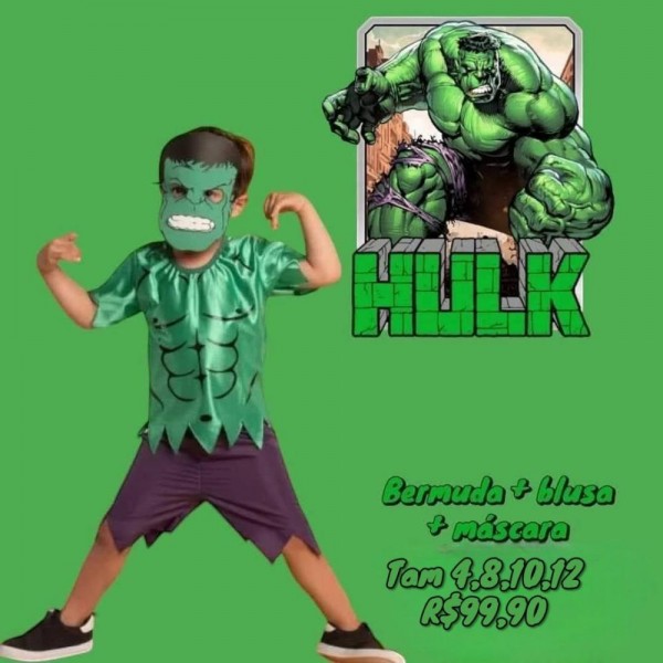 FANTASIA HULK MC + MASCARA  TAM 12