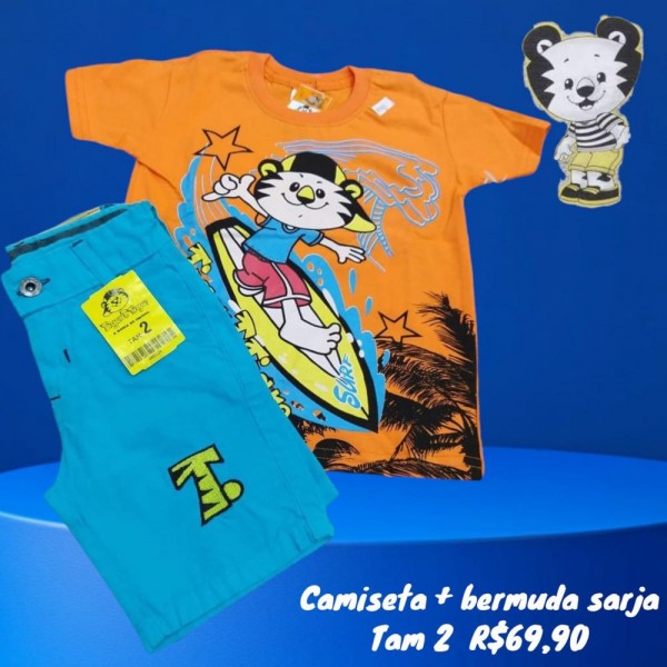 CONJ BERMUDA SARJA + CAMISETA TIGOR  TAM 2