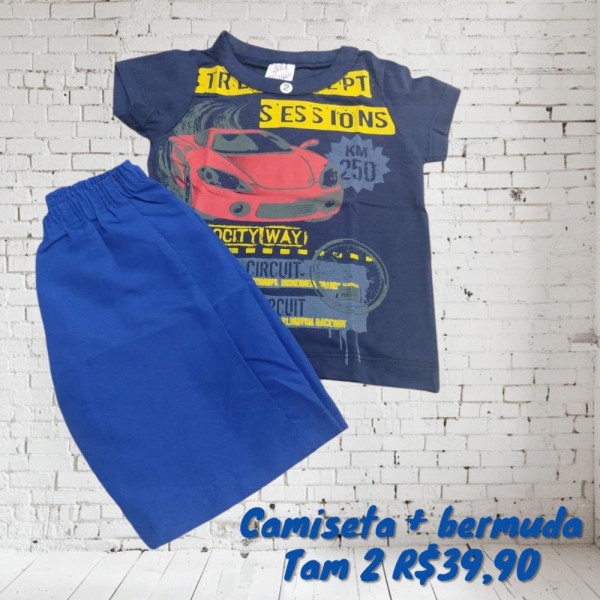 CONJ BERMUDA + CAMISETA AZUL TAM 2