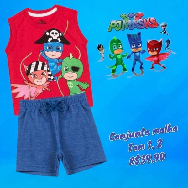 CONJ BERMUDA + REGATA PJ MASK  TAM 2