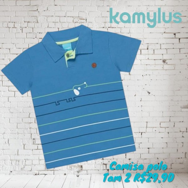 CAMISA POLO LISTRAS AZUL TAM 2