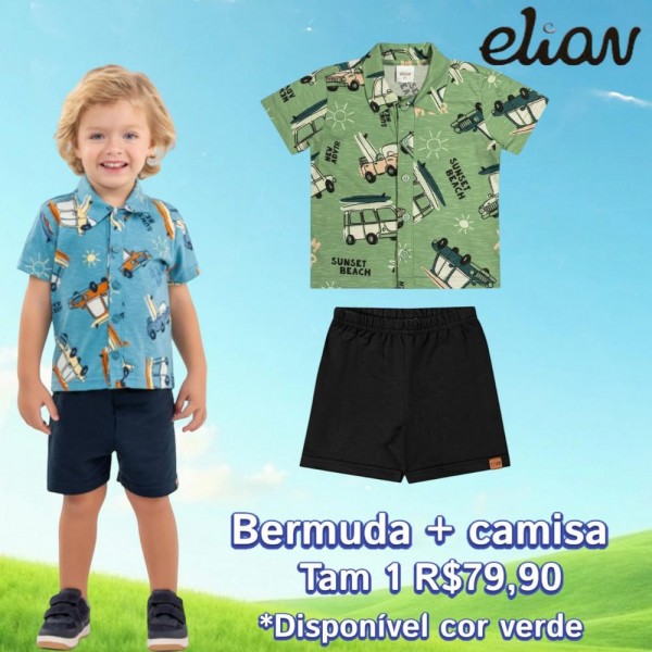 CONJ BERMUDA + CAMISA VERDE TAM 1