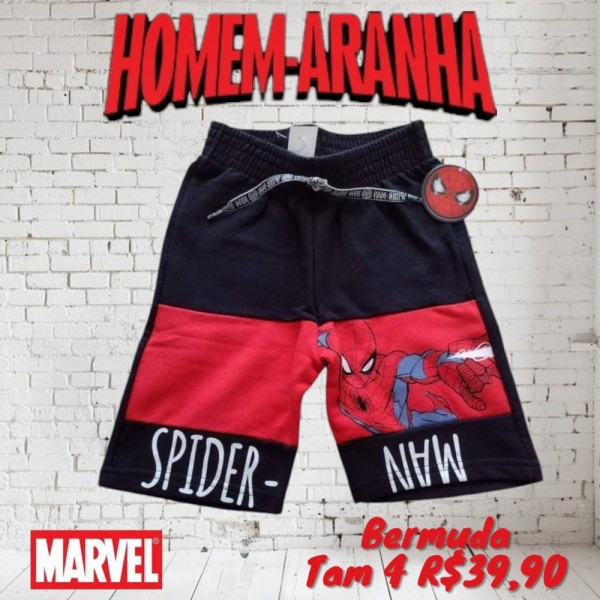 BERMUDA MOLETOM HOMEM ARANHA  TAM 4