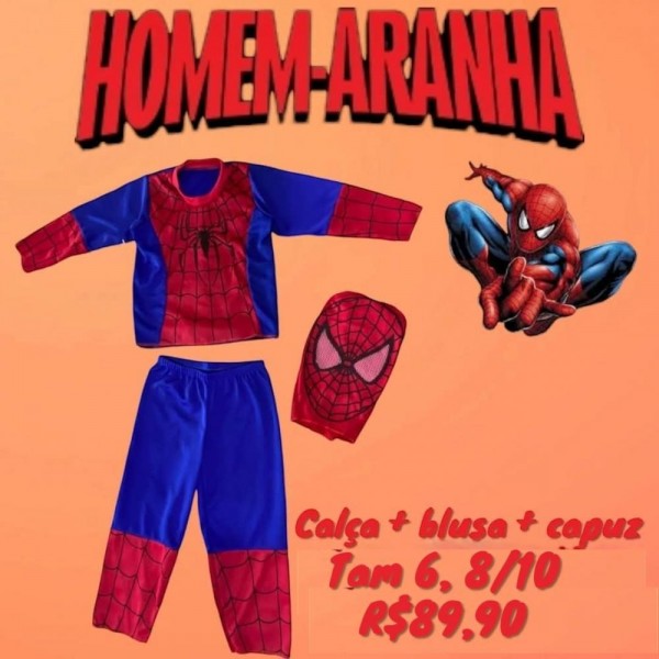 FANTASIA HOMEM ARANHA CALCA + BLUSA +MASC /10  TAM 8