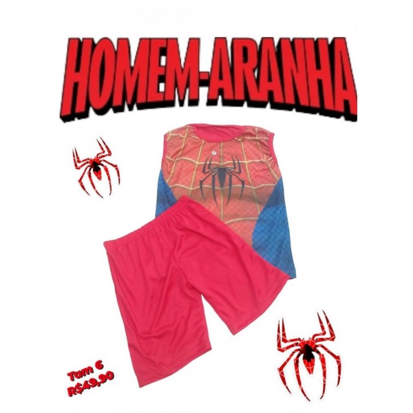 FANTASIA HOMEM ARANHA BERMUDA + REGATA  TAM 6