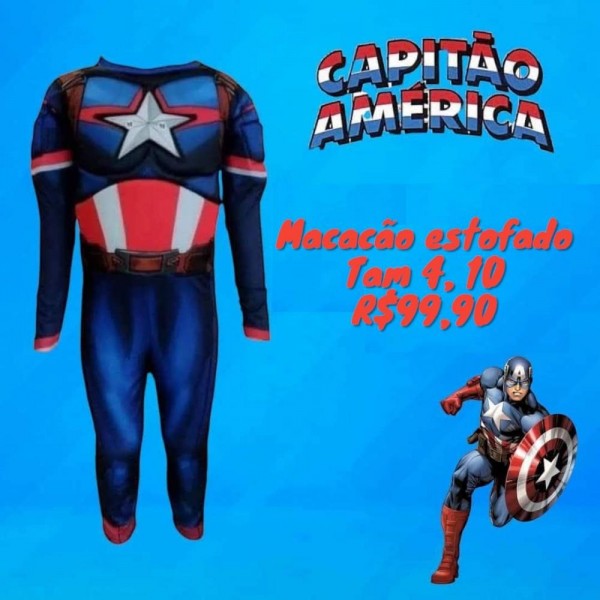 FANTASIA CAPITAO AMERICA MACACAO ENCHIMENTO  TAM 10