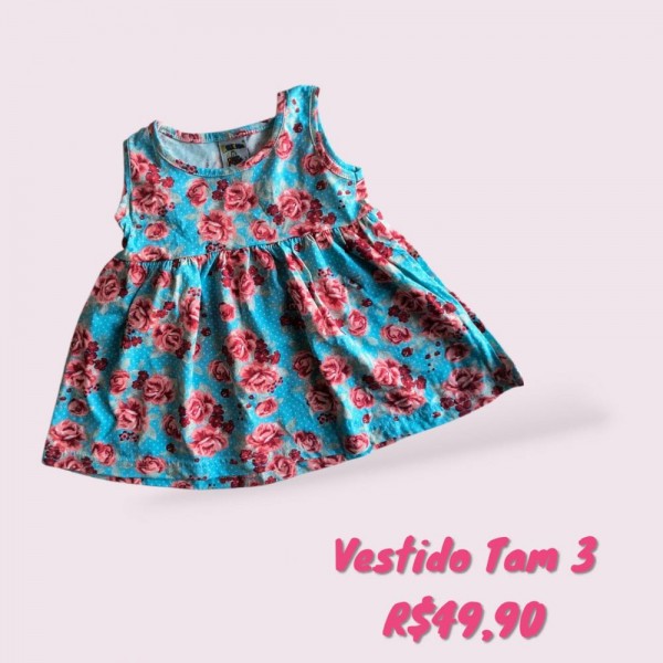 VESTIDO FLORAL AZUL TAM 3