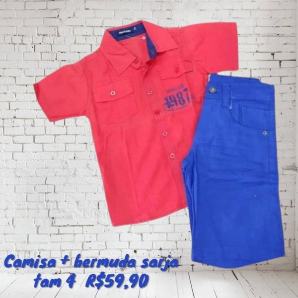 CONJ BERMUDA SARJA + CAMISA  TAM 4