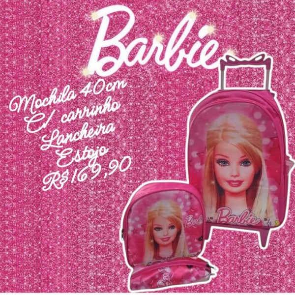 MOCHILA BARBIE + LANCHEIRA + ESTOJO + CARRINHO