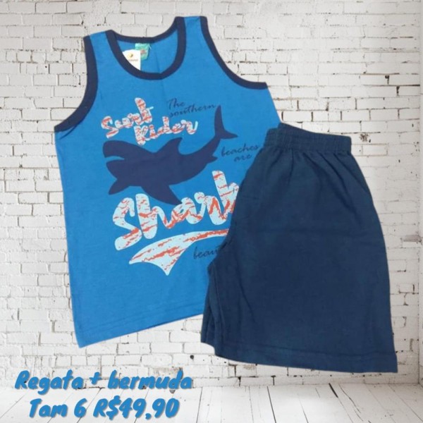 CONJ BERMUDA + REGATA TUBARAO  TAM 6