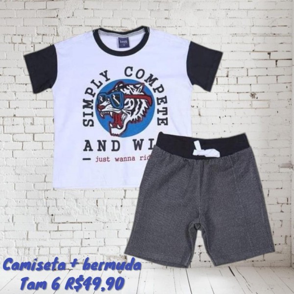 CONJ BERMUDA + CAMISETA TIGRE  TAM 6