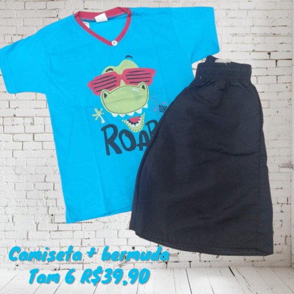 CONJ BERMUDA + CAMISETA JACARE  TAM 6